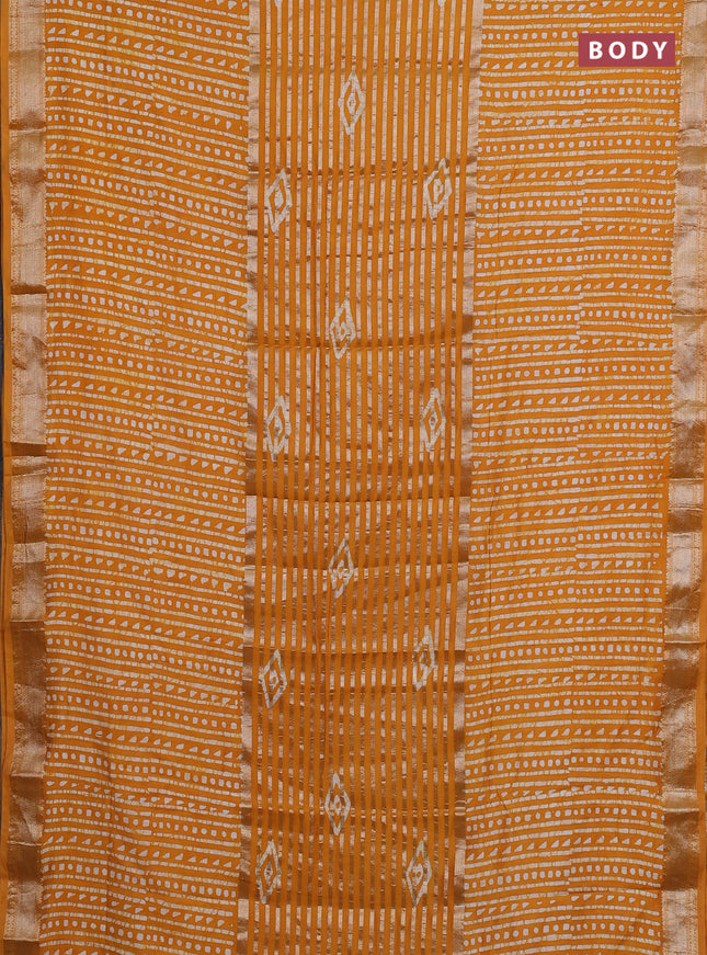 Mustard Yellow Semi Chanderi Saree - Batik Prints