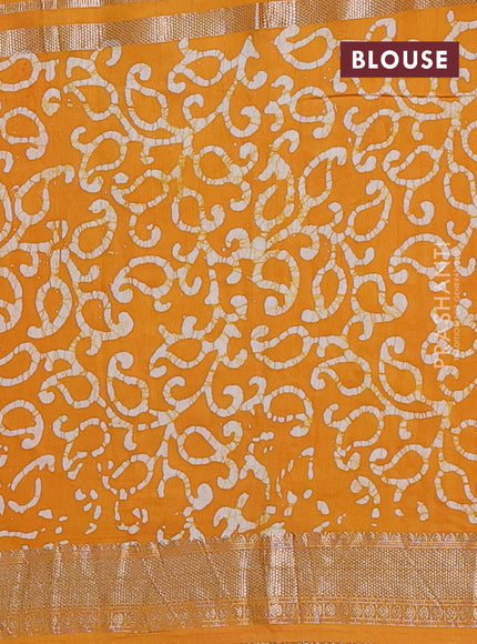 Mustard Yellow Semi Chanderi Saree - Batik Prints