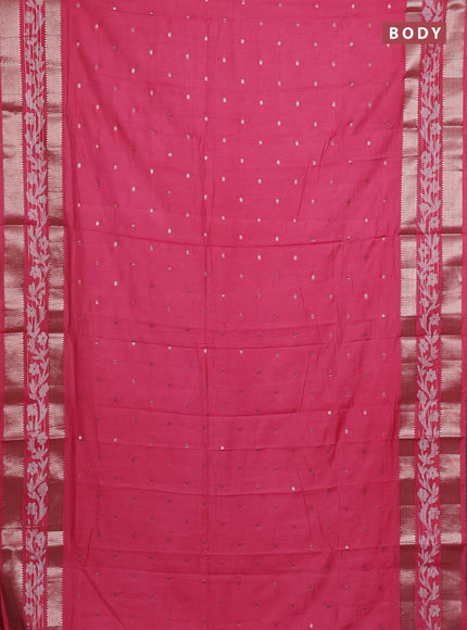 Pink Semi Chanderi Saree - Batik Prints