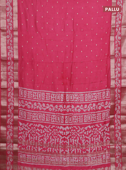 Pink Semi Chanderi Saree - Batik Prints