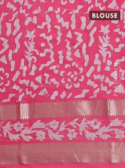 Pink Semi Chanderi Saree - Batik Prints