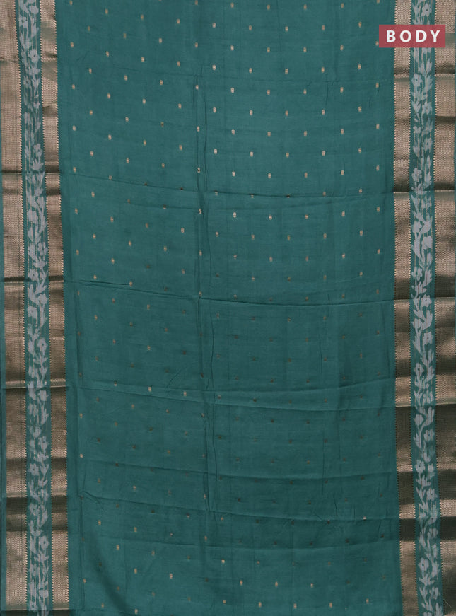 Teal Green Semi Chanderi Saree - Batik Prints