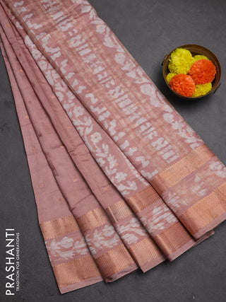 Pastel Peach Semi Chanderi Saree - Batik Prints