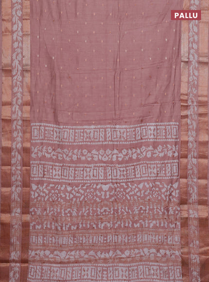 Pastel Peach Semi Chanderi Saree - Batik Prints