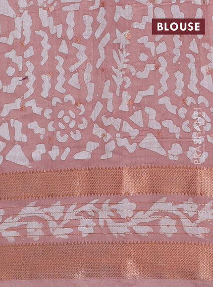 Pastel Peach Semi Chanderi Saree - Batik Prints