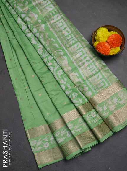 Green Semi Chanderi Saree - Batik Prints