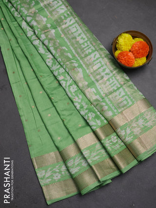 Green Semi Chanderi Saree - Batik Prints