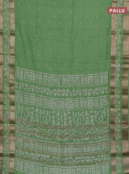 Green Semi Chanderi Saree - Batik Prints
