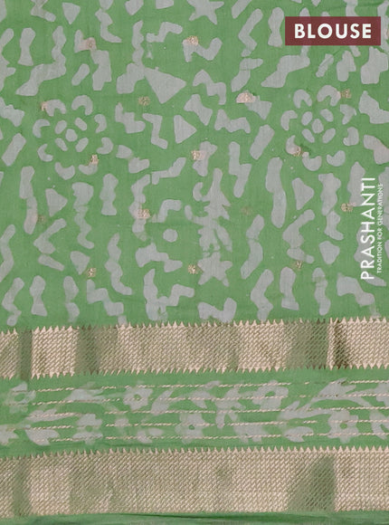 Green Semi Chanderi Saree - Batik Prints