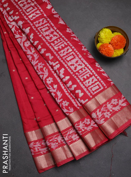 Pink Semi Chanderi Saree - Batik Prints