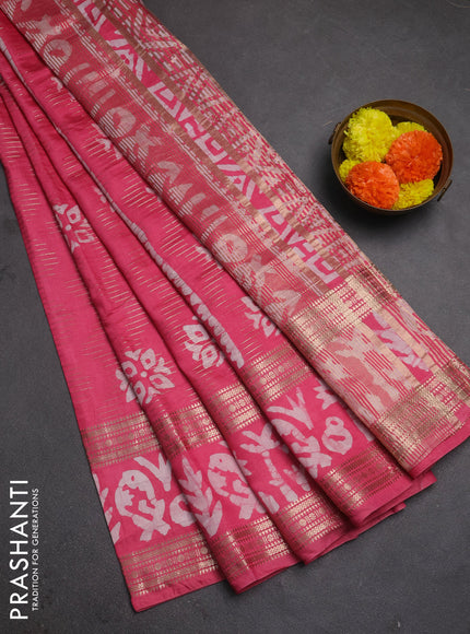 Pink Semi Chanderi Saree - Batik Prints