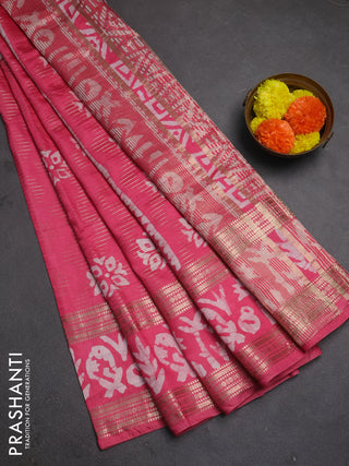 Pink Semi Chanderi Saree - Batik Prints