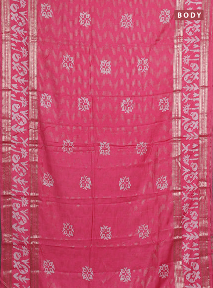 Pink Semi Chanderi Saree - Batik Prints