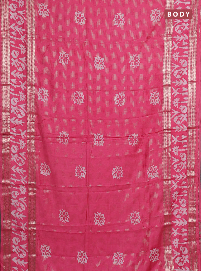 Pink Semi Chanderi Saree - Batik Prints