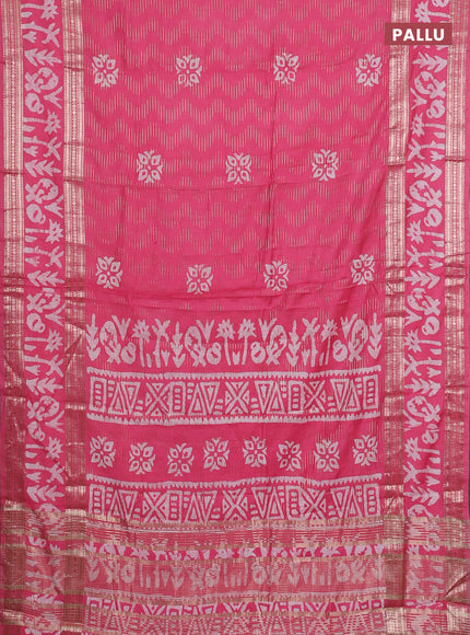 Pink Semi Chanderi Saree - Batik Prints