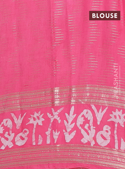 Pink Semi Chanderi Saree - Batik Prints