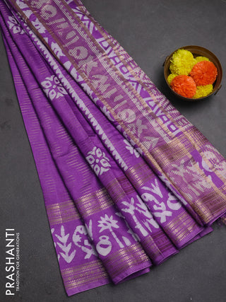 Lavender Semi Chanderi Saree - Batik Prints