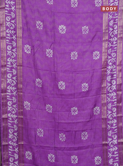 Lavender Semi Chanderi Saree - Batik Prints