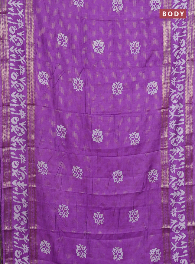 Lavender Semi Chanderi Saree - Batik Prints