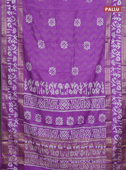 Lavender Semi Chanderi Saree - Batik Prints