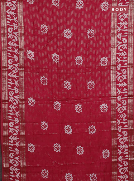 Maroon Semi Chanderi Saree - Batik Prints