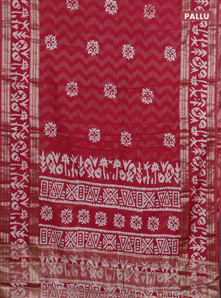 Maroon Semi Chanderi Saree - Batik Prints