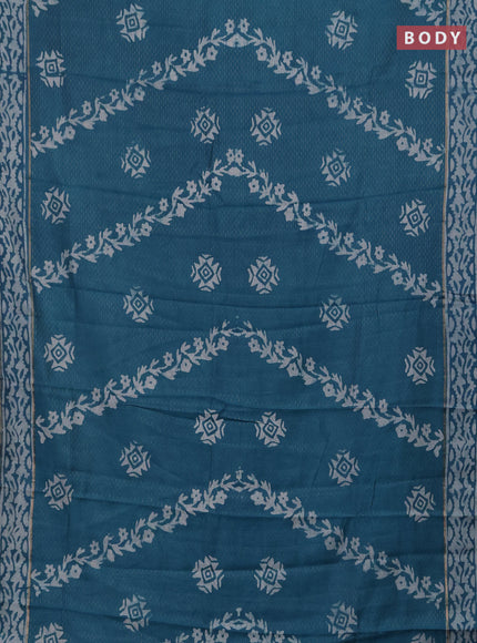 Peacock Green Semi Chanderi Saree - Batik Prints