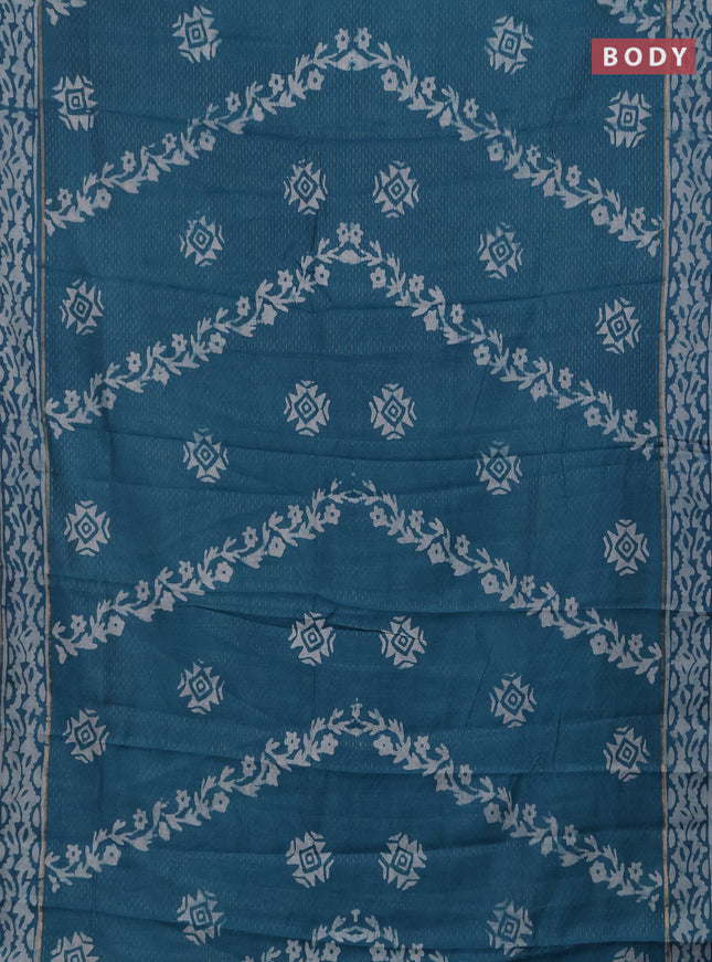 Peacock Green Semi Chanderi Saree - Batik Prints