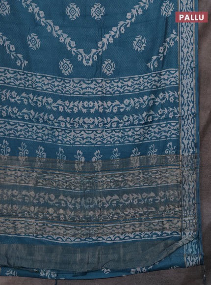 Peacock Green Semi Chanderi Saree - Batik Prints
