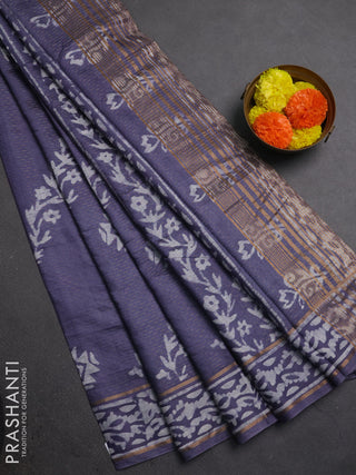 Grey Semi Chanderi Saree - Batik Prints