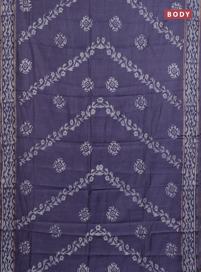 Grey Semi Chanderi Saree - Batik Prints
