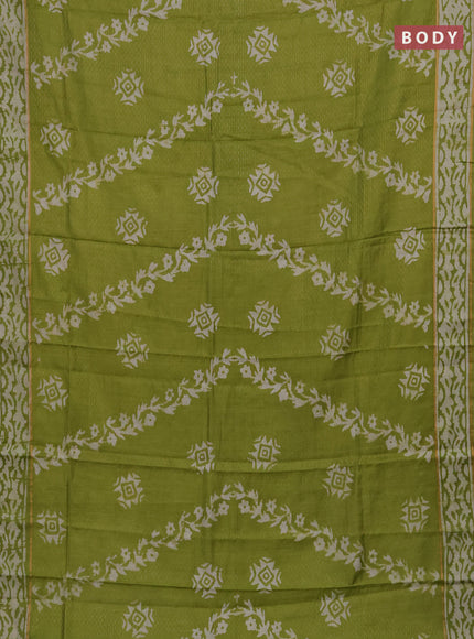 Peacock Green Semi Chanderi Saree - Batik Prints