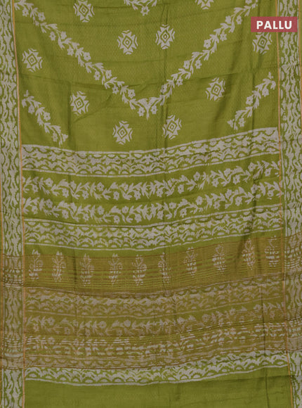 Peacock Green Semi Chanderi Saree - Batik Prints