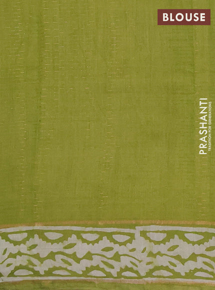 Peacock Green Semi Chanderi Saree - Batik Prints