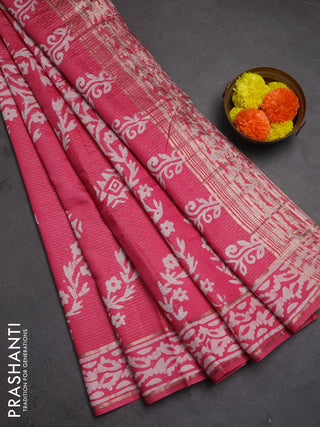 Grey Semi Chanderi Saree - Batik Prints