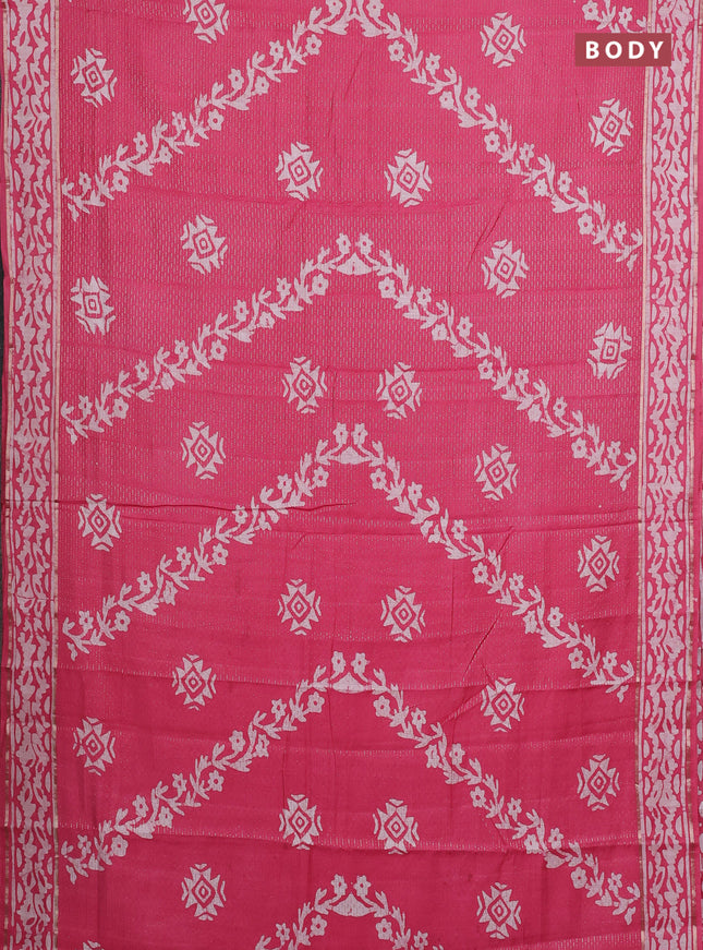 Grey Semi Chanderi Saree - Batik Prints