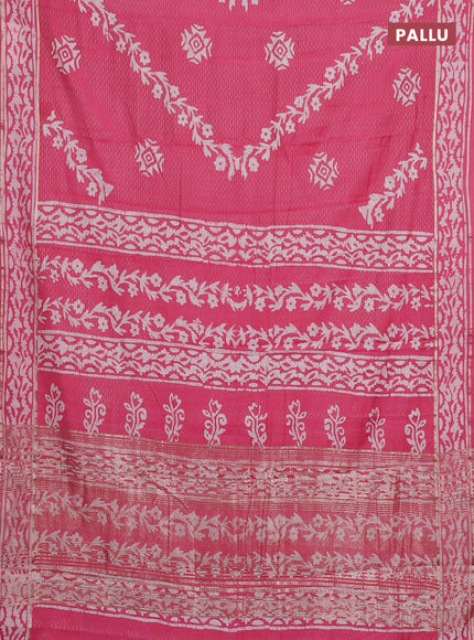 Grey Semi Chanderi Saree - Batik Prints