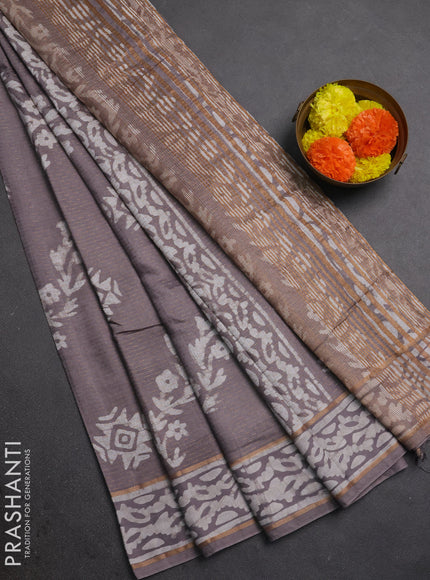 Light Green Semi Chanderi Saree - Batik Prints