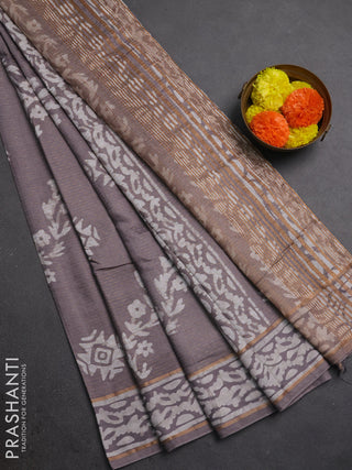 Light Green Semi Chanderi Saree - Batik Prints
