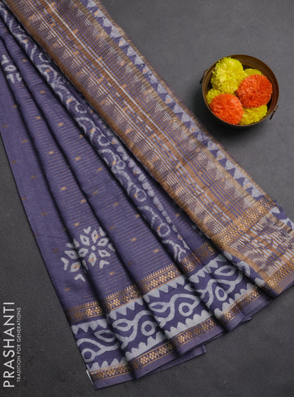 Grey Semi Chanderi Saree - Batik Prints