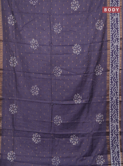 Grey Semi Chanderi Saree - Batik Prints