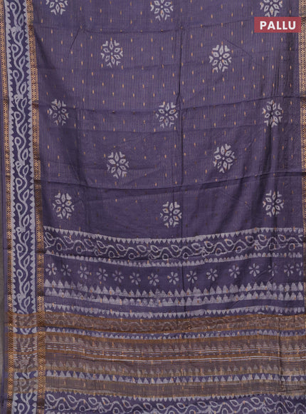 Grey Semi Chanderi Saree - Batik Prints