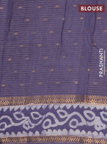Grey Semi Chanderi Saree - Batik Prints