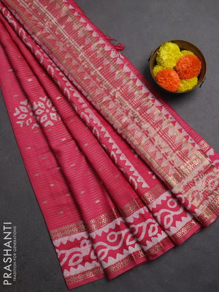 Pink Semi Chanderi Saree - Batik Prints