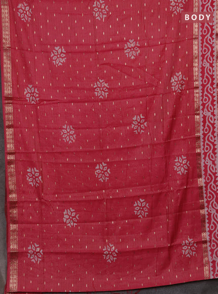 Pink Semi Chanderi Saree - Batik Prints