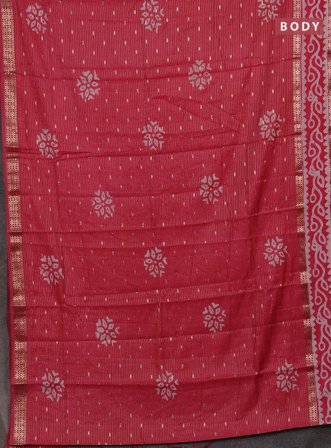 Pink Semi Chanderi Saree - Batik Prints