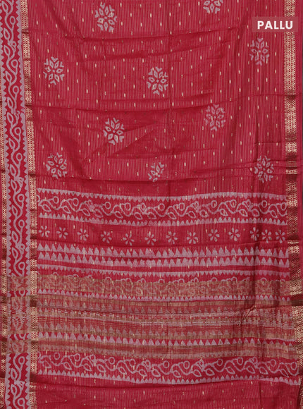 Pink Semi Chanderi Saree - Batik Prints