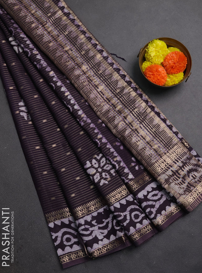 Jamun Semi Chanderi Saree - Batik Prints