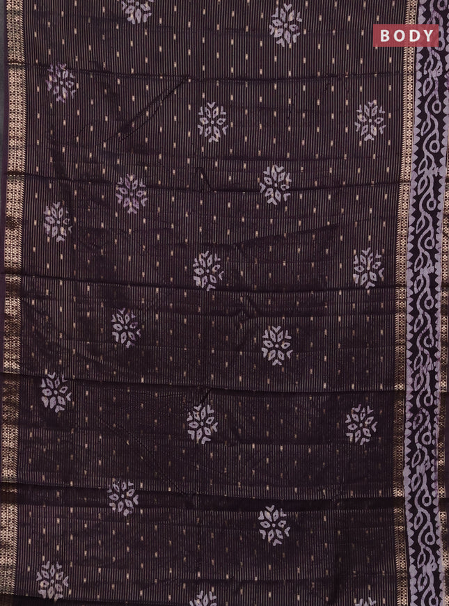 Jamun Semi Chanderi Saree - Batik Prints