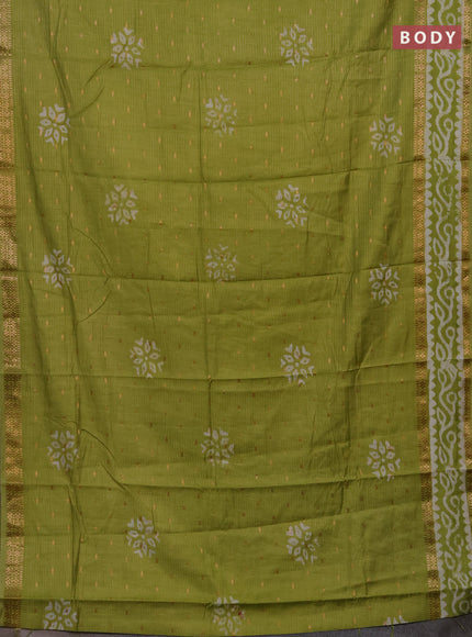 Light Green Semi Chanderi Saree - Batik Prints